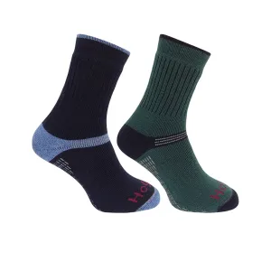 1905 Tech Active Sock Twin Pack - Green/Navy by Hoggs of Fife