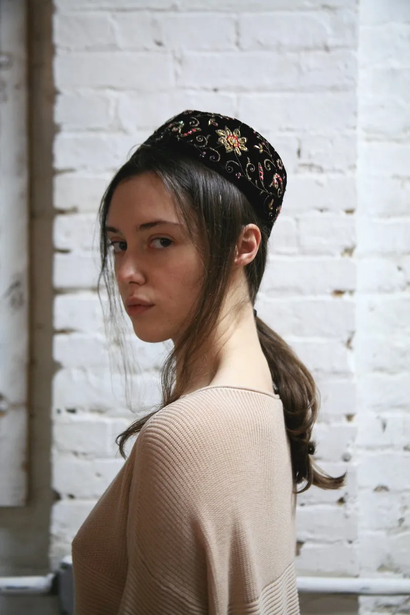 1960s Noreen Ornamented Jeweled Pillbox Hat