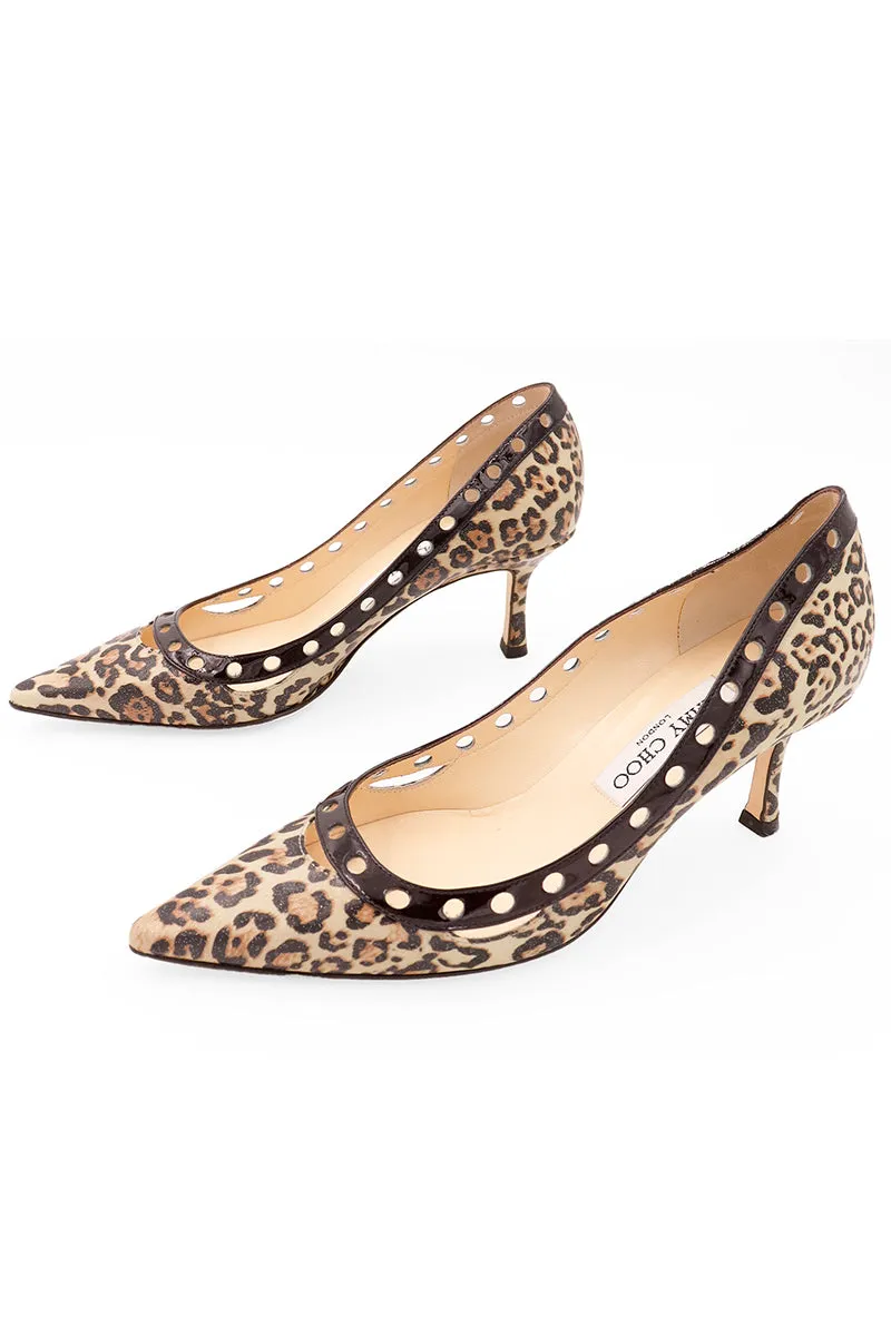 2000s Jimmy Choo London Heels Leopard Print Pumps W Original Shoe Box