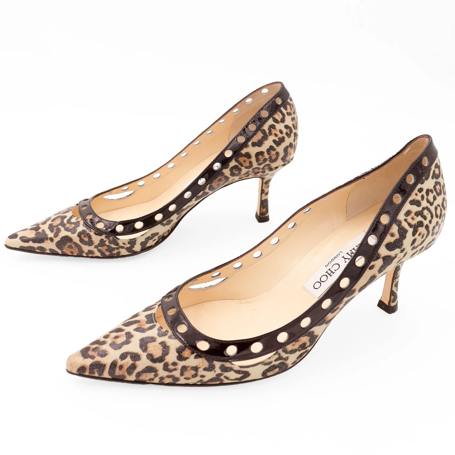 2000s Jimmy Choo London Heels Leopard Print Pumps W Original Shoe Box