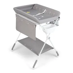 4-in-1 Adjustable Folding Baby Changing Table with Wheels-Grey