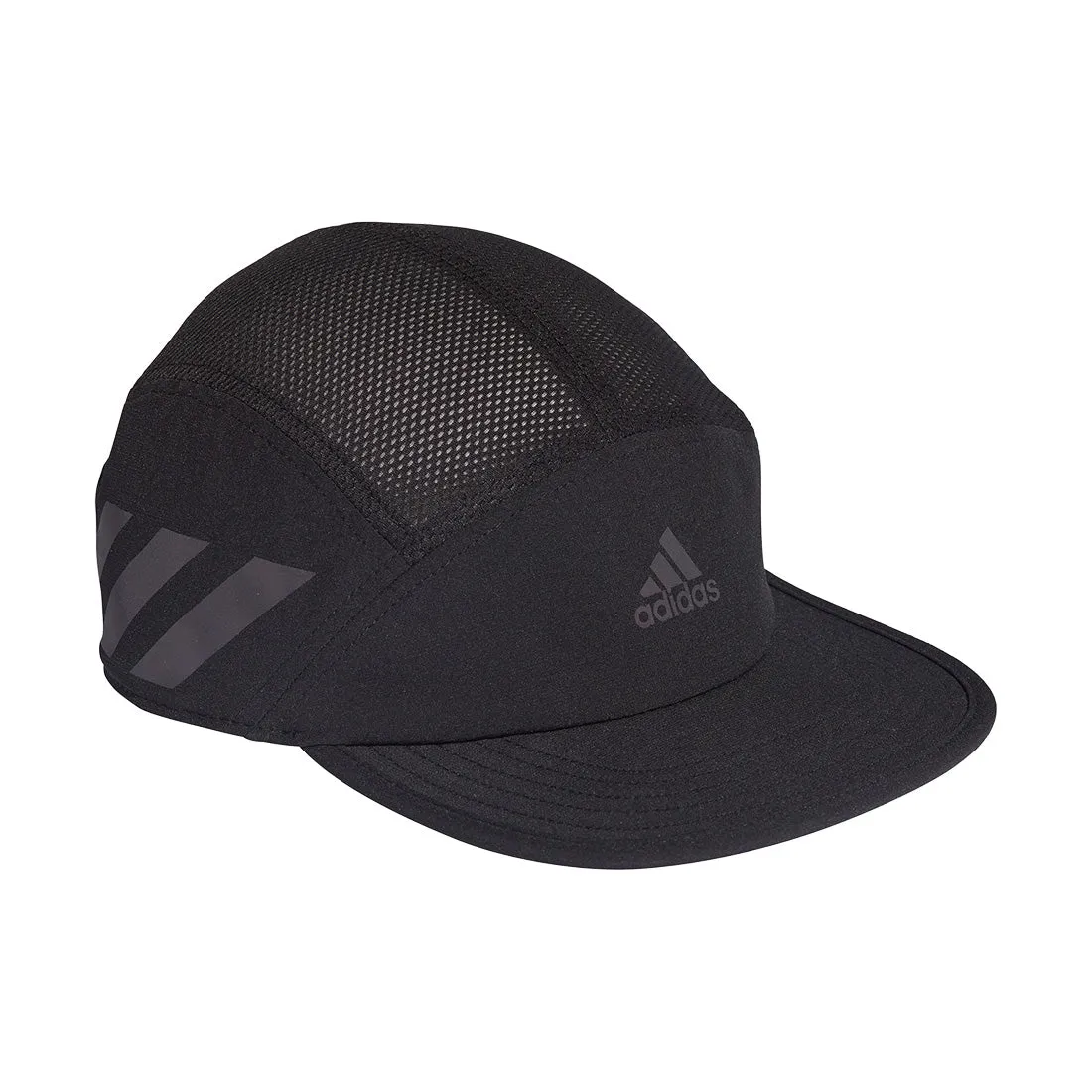 ADIDAS MEN AEROREADY 3-STRIPES REFLECTIVE 5-PANEL RUNNING CAPS BLACK