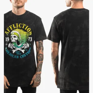 Affliction Mens Drive Speed Short Sleeve Tee Charcoal Black