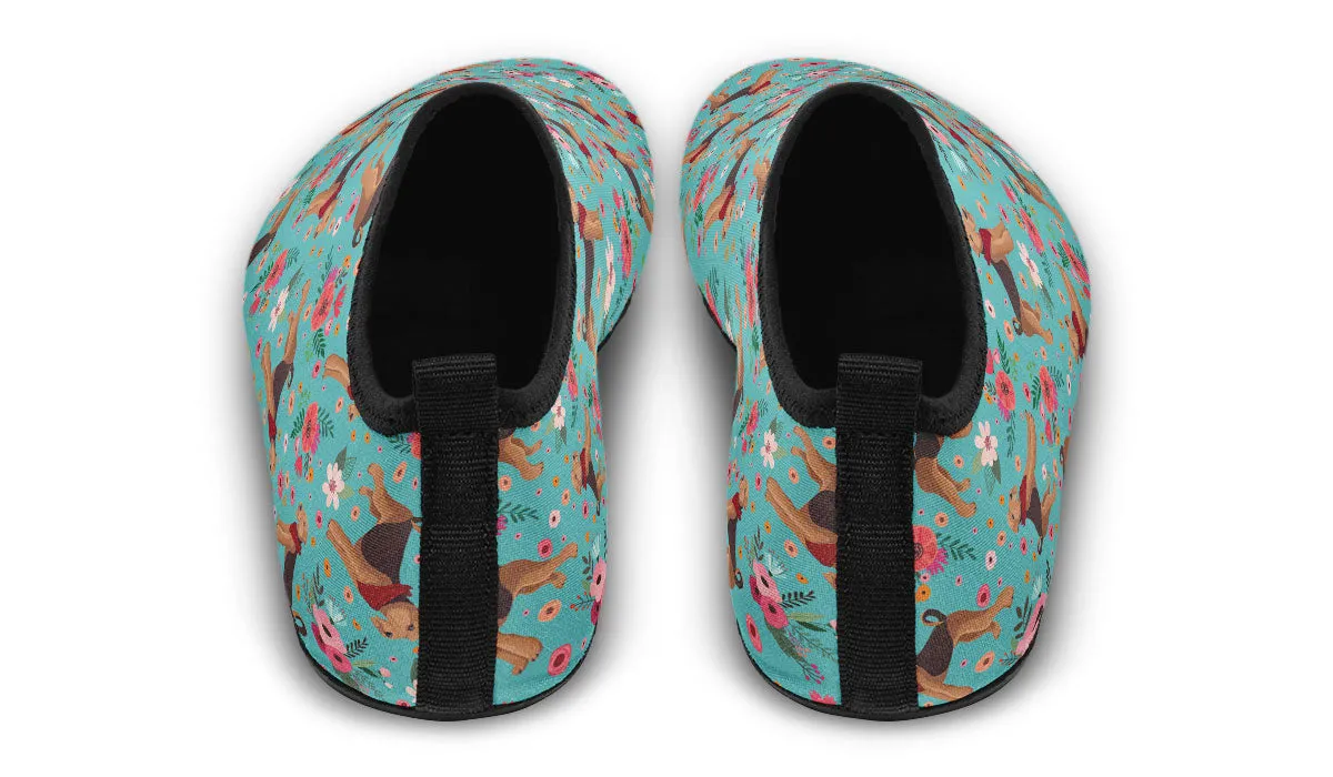 Airedale Terrier Flower Aqua Barefoot Shoes