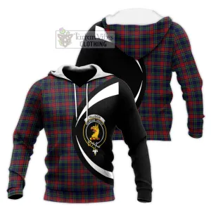 Allison Red Tartan Knitted Hoodie with Family Crest Circle Style