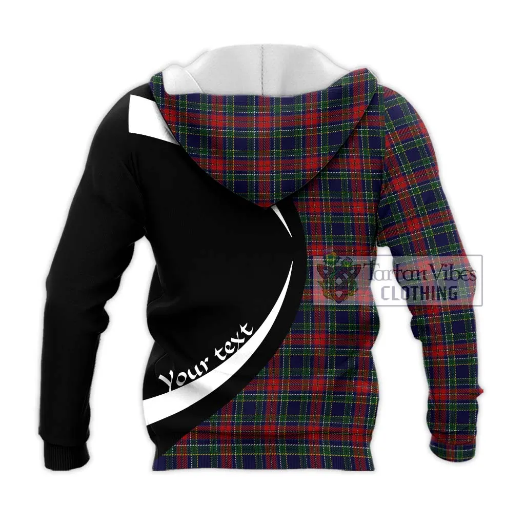 Allison Red Tartan Knitted Hoodie with Family Crest Circle Style