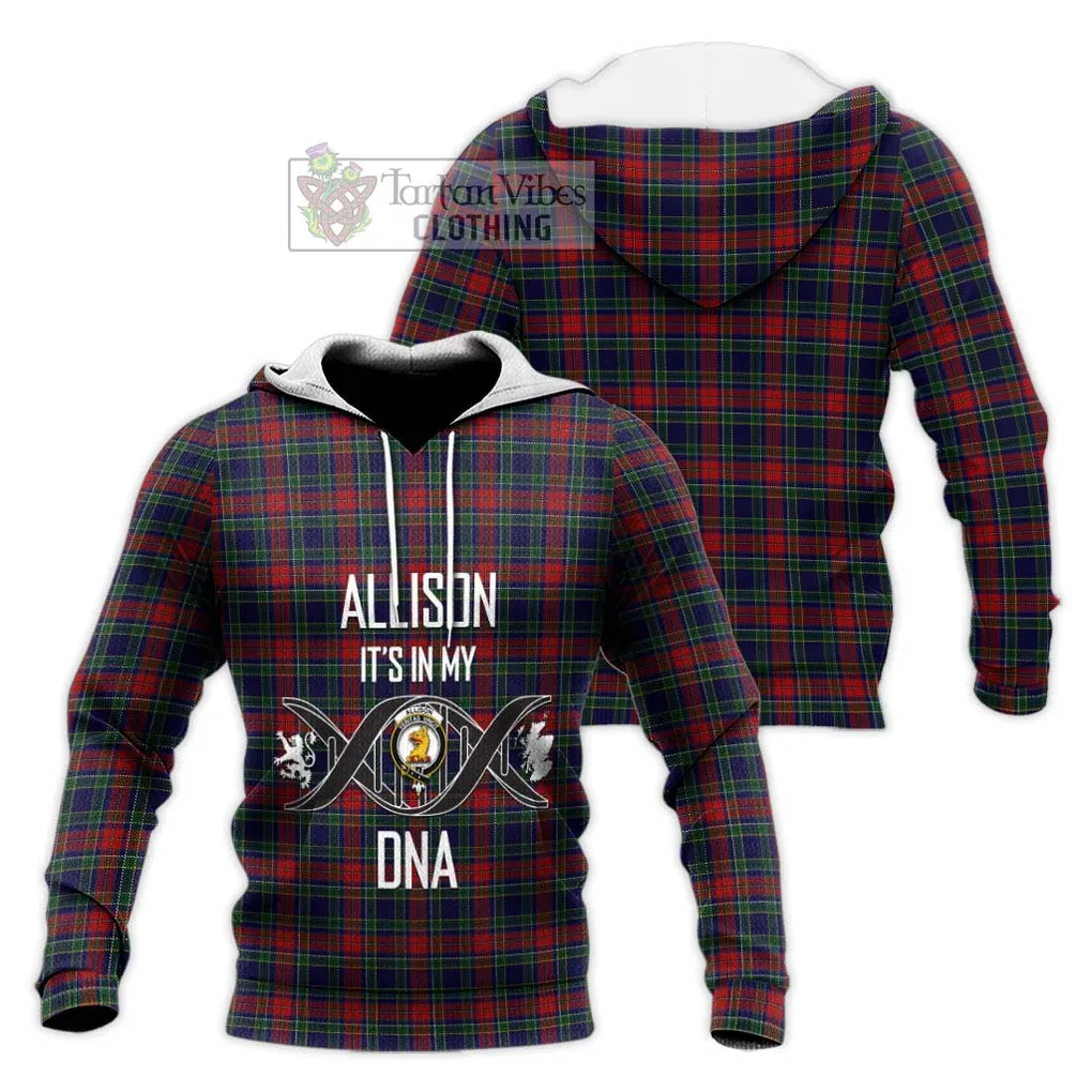 Allison Red Tartan Knitted Hoodie with Family Crest DNA In Me Style