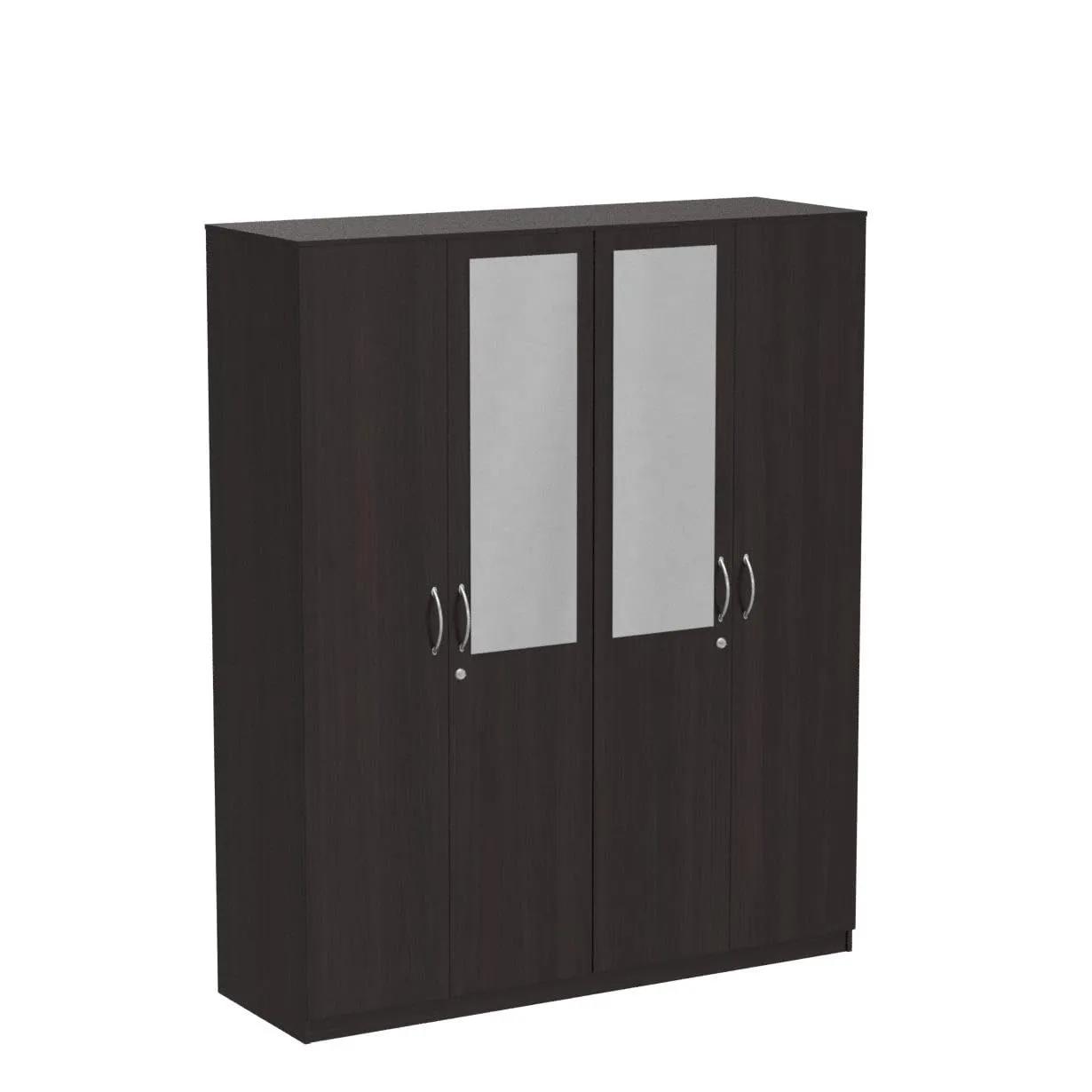 Amazon Brand - Solimo Lindsay Engineered Wood 4 Door Wardrobe with Drawers and Mirror (Wenge Finish)