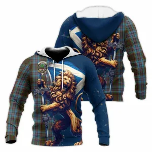 Anderson Tartan Family Crest Knitted Hoodie with Scottish Majestic Lion