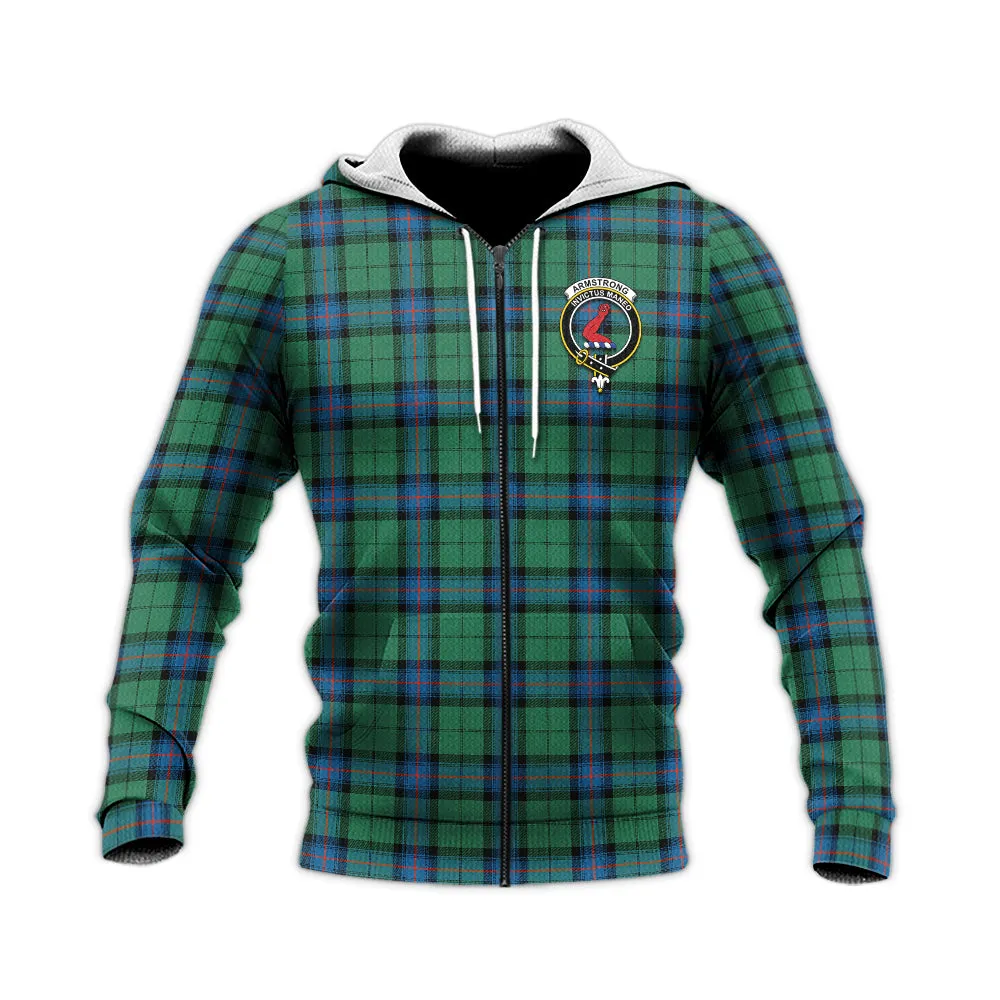 Armstrong Ancient Tartan Knitted Hoodie with Family Crest