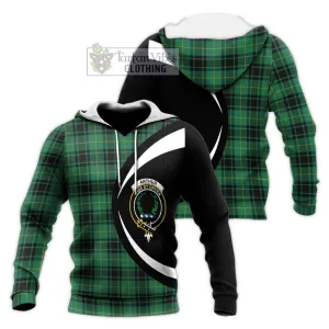 Arthur Ancient Tartan Knitted Hoodie with Family Crest Circle Style