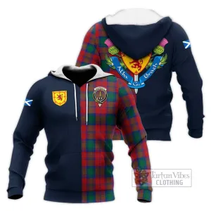 Auchinleck (Affleck) Tartan Knitted Hoodie Alba with Scottish Lion Royal Arm Half Style