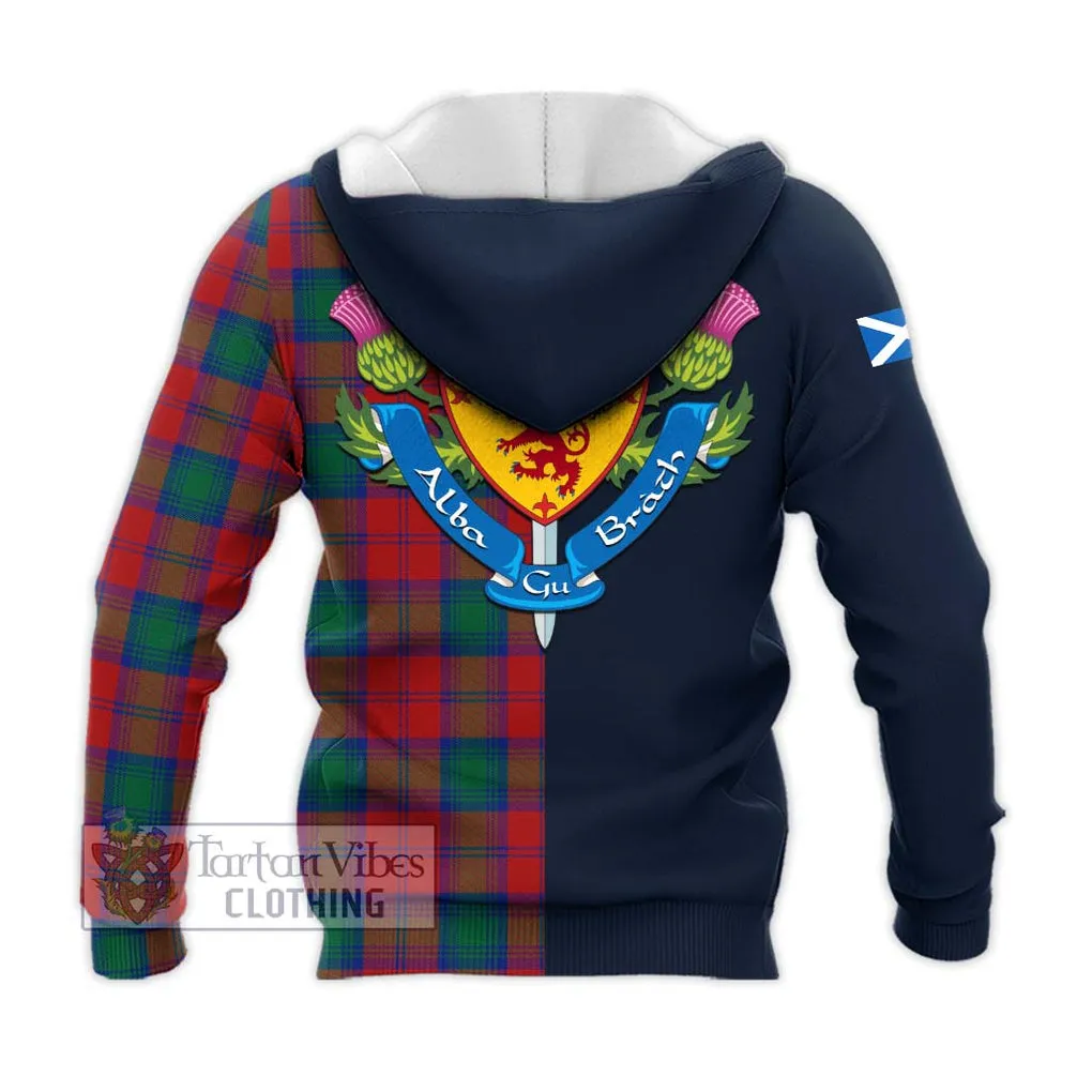 Auchinleck (Affleck) Tartan Knitted Hoodie Alba with Scottish Lion Royal Arm Half Style