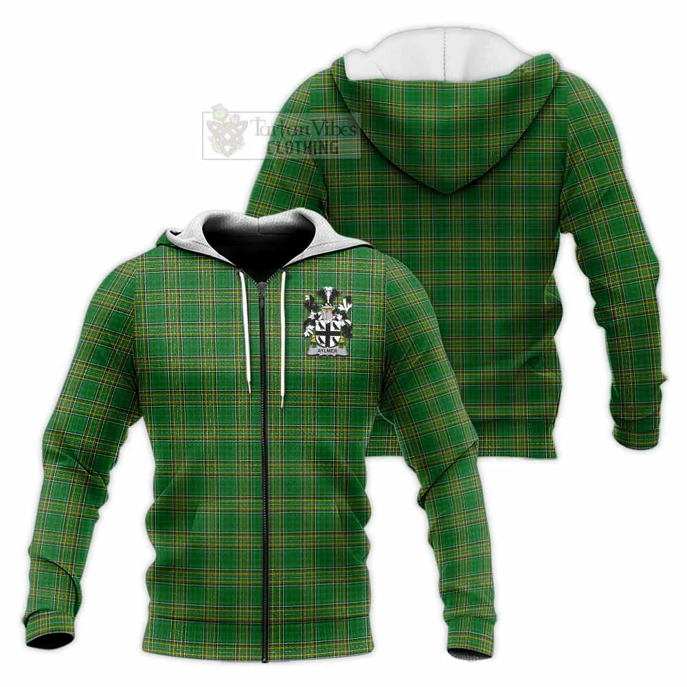 Aylmer Irish Clan Tartan Knitted Hoodie with Coat of Arms