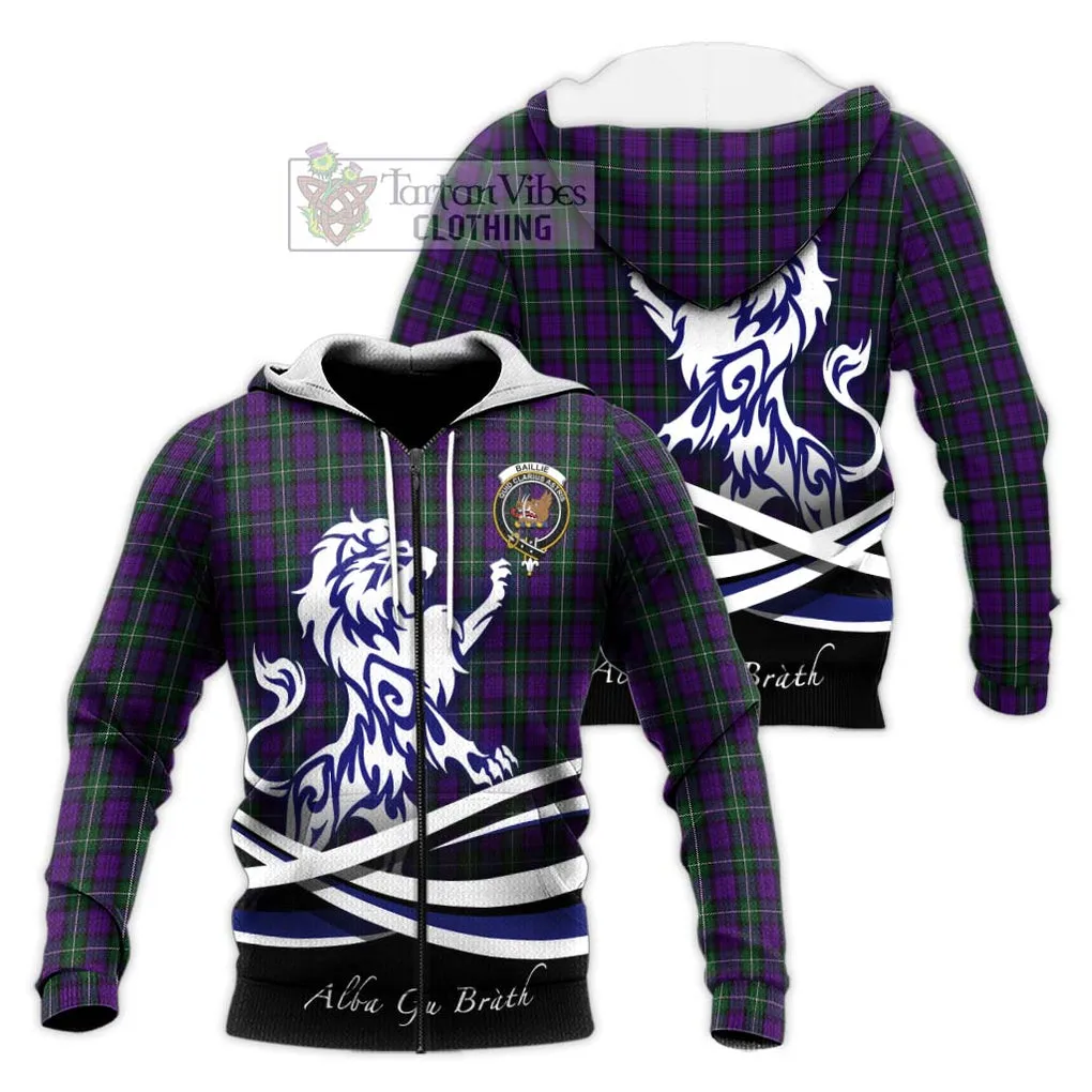 Baillie Highland Society Tartan Knitted Hoodie with Alba Gu Brath Regal Lion Emblem