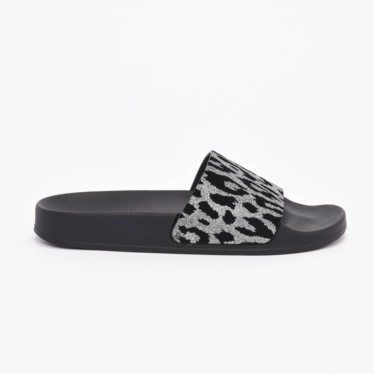 Balmain Black & Silver Leopard Print Calypso Slides 39