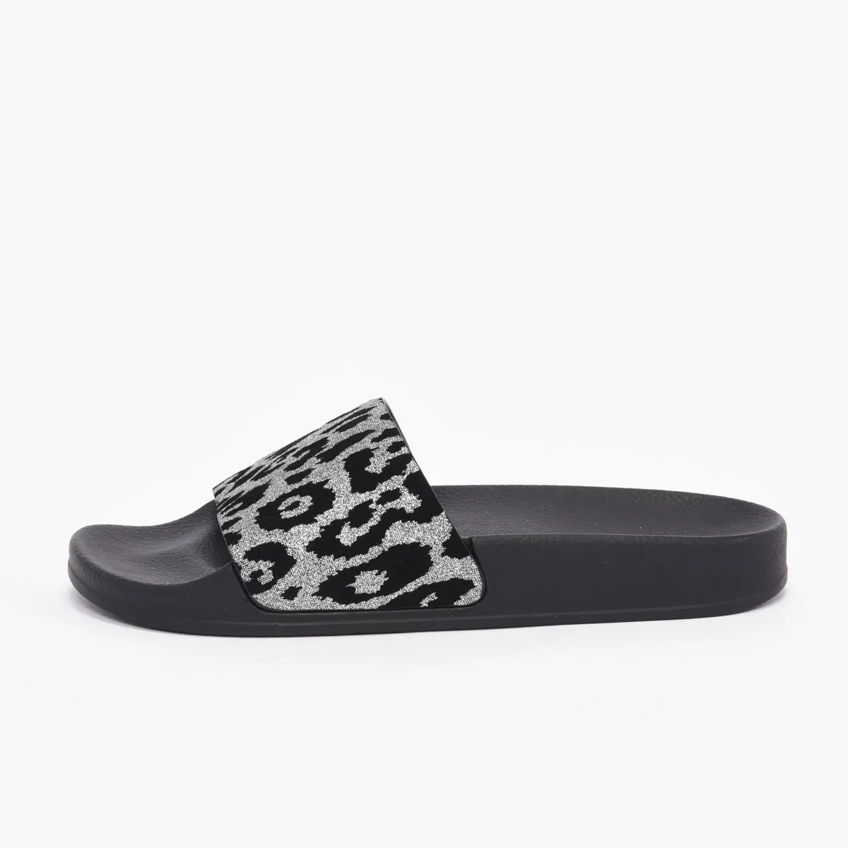 Balmain Black & Silver Leopard Print Calypso Slides 39