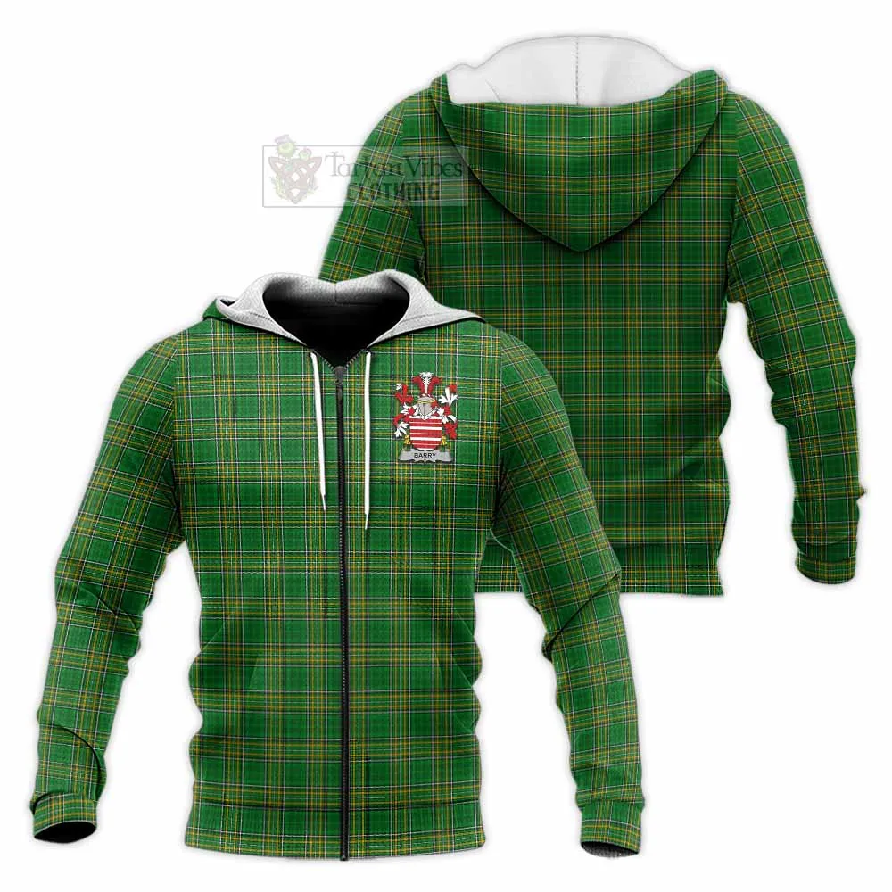 Barry Irish Clan Tartan Knitted Hoodie with Coat of Arms