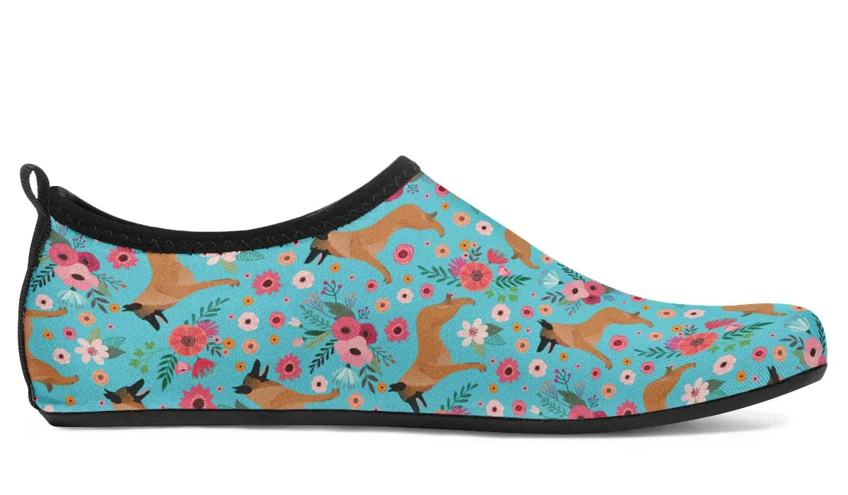 Belgian Malinois Flower Aqua Barefoot Shoes