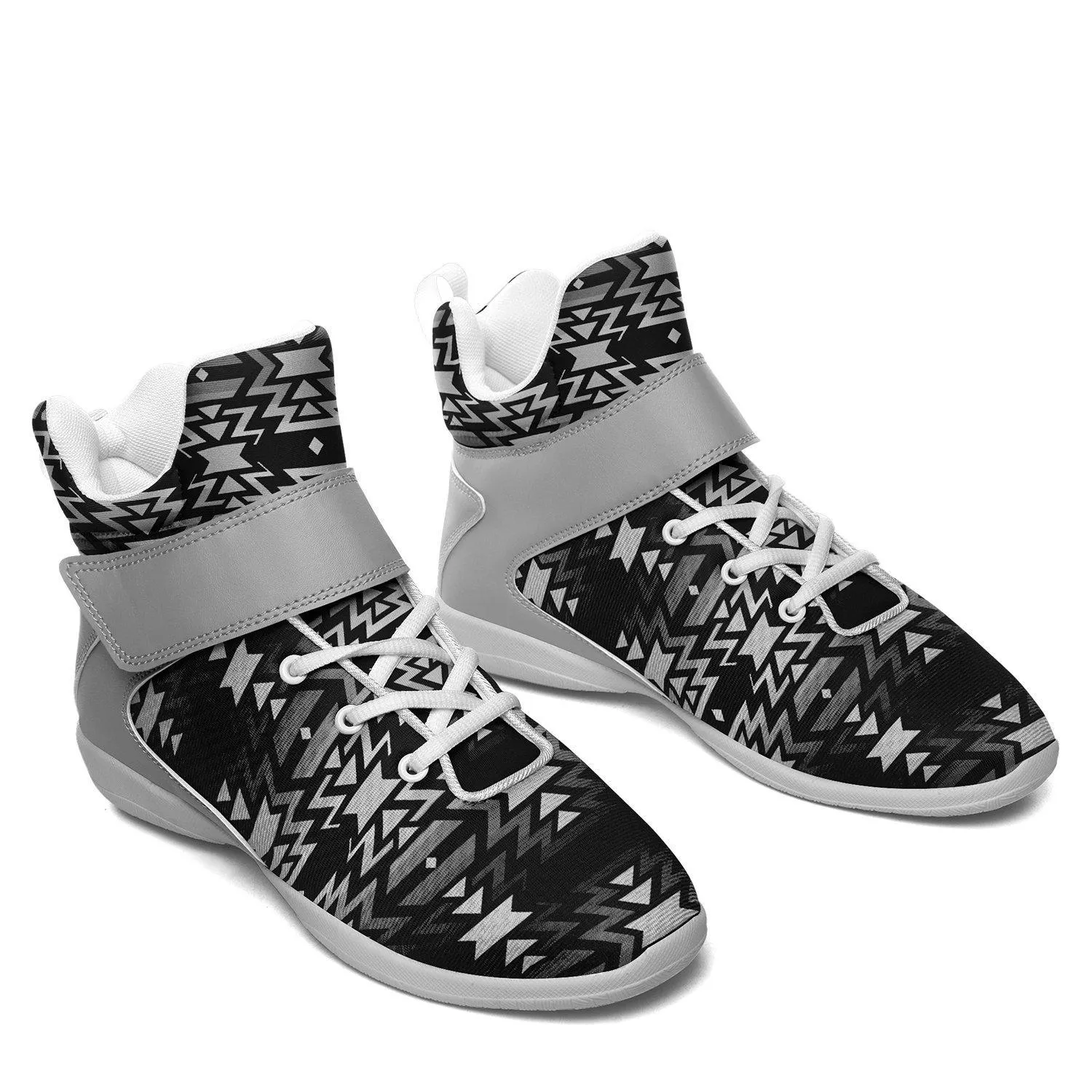 Black Fire Black and White Ipottaa Basketball / Sport High Top Shoes - White Sole