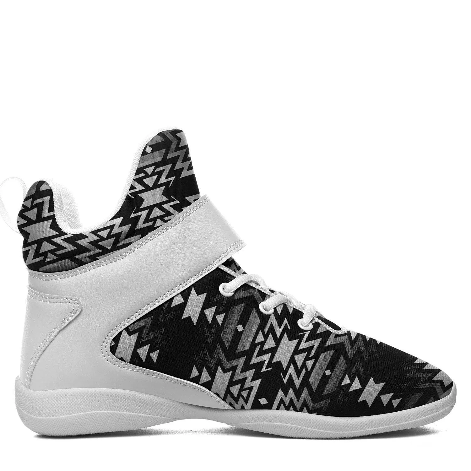 Black Fire Black and White Ipottaa Basketball / Sport High Top Shoes - White Sole