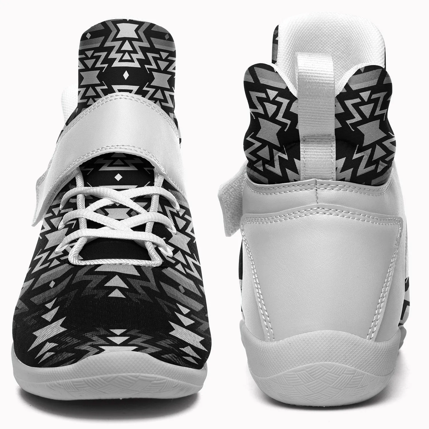 Black Fire Black and White Ipottaa Basketball / Sport High Top Shoes - White Sole