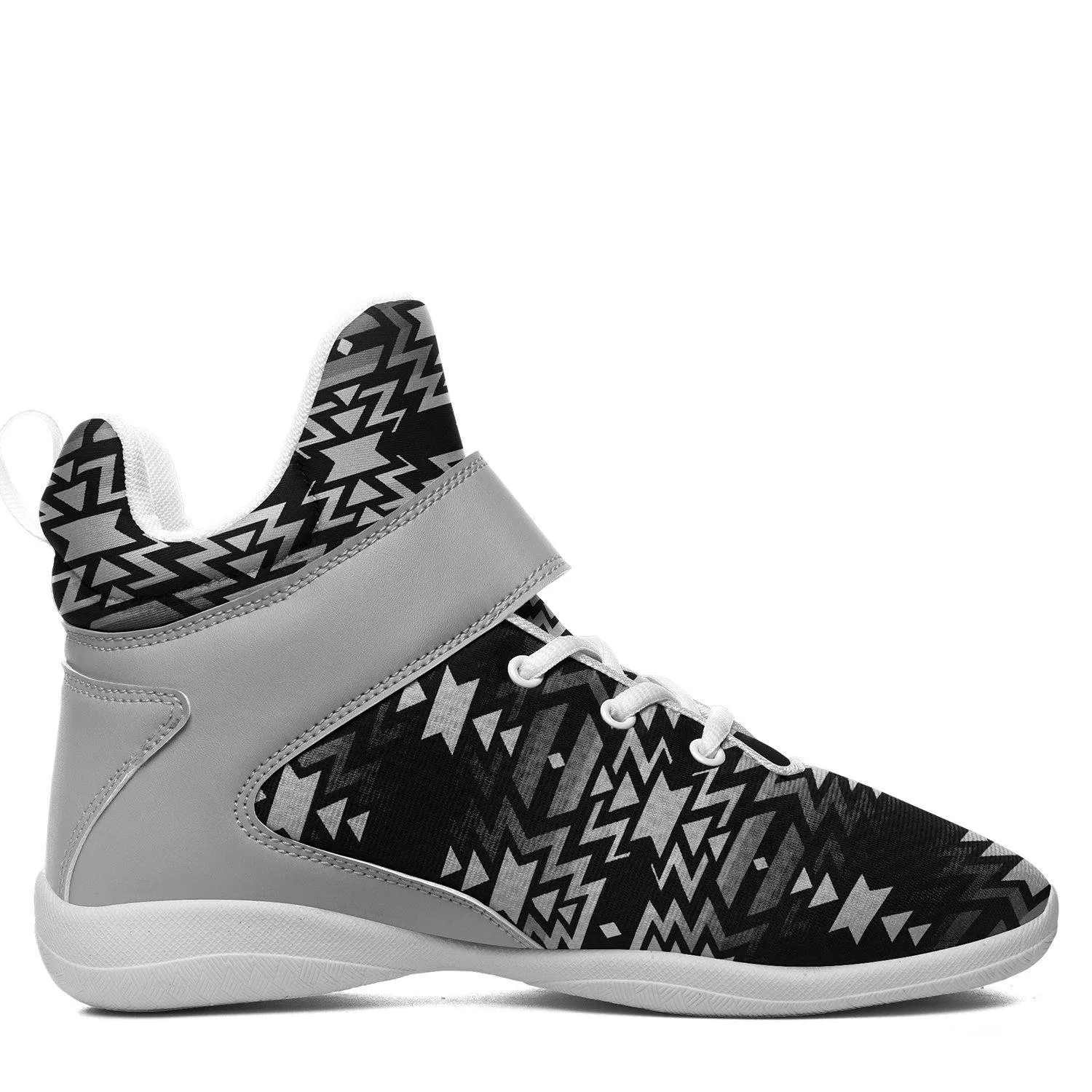 Black Fire Black and White Ipottaa Basketball / Sport High Top Shoes - White Sole