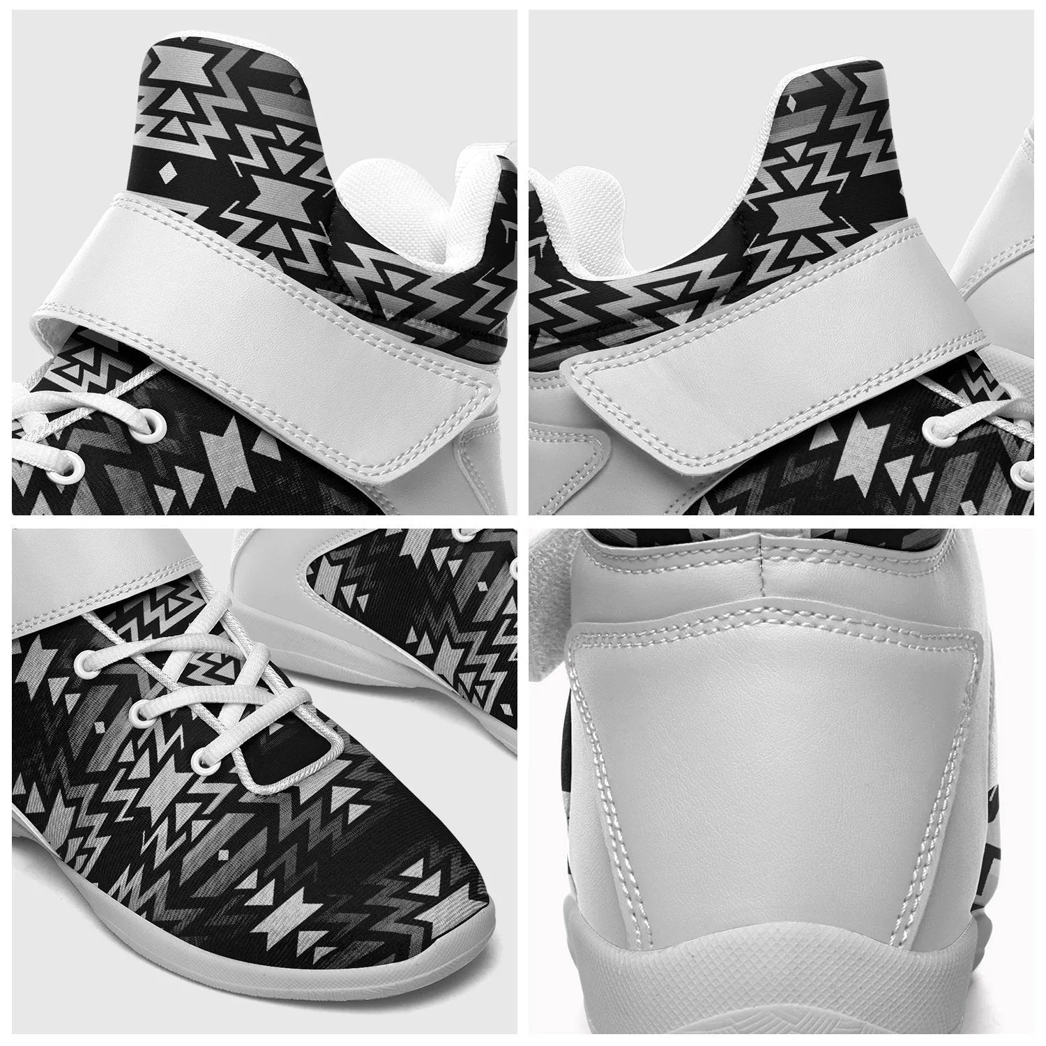 Black Fire Black and White Ipottaa Basketball / Sport High Top Shoes - White Sole