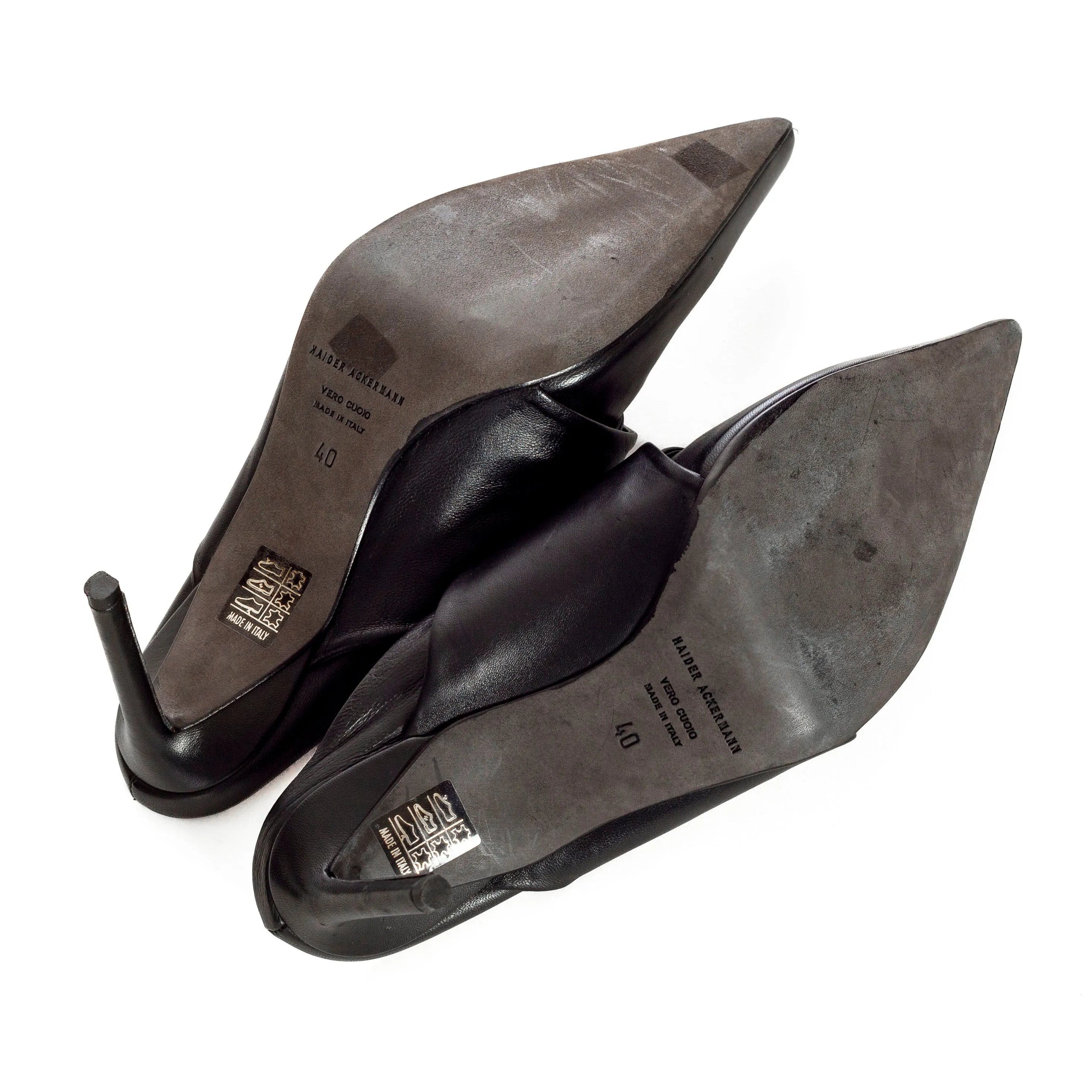 Black Leather Knot 100 Mules 40