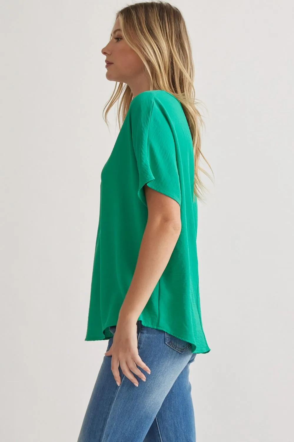 Blissful Basics V-Neck Top - Kelly Green *Regular & Curvy*