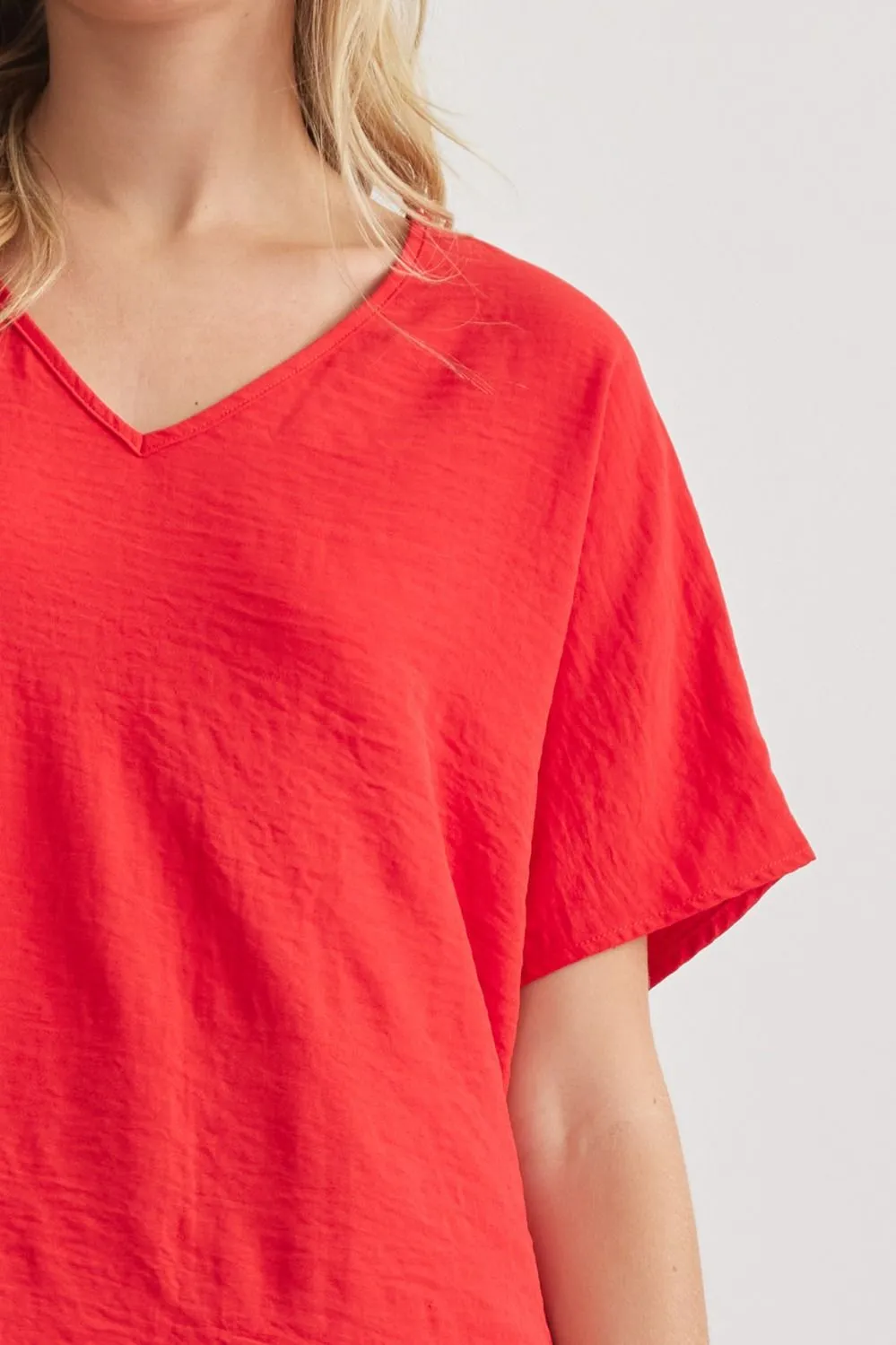 Blissful Basics V-Neck Top - Red *Regular & Curvy*