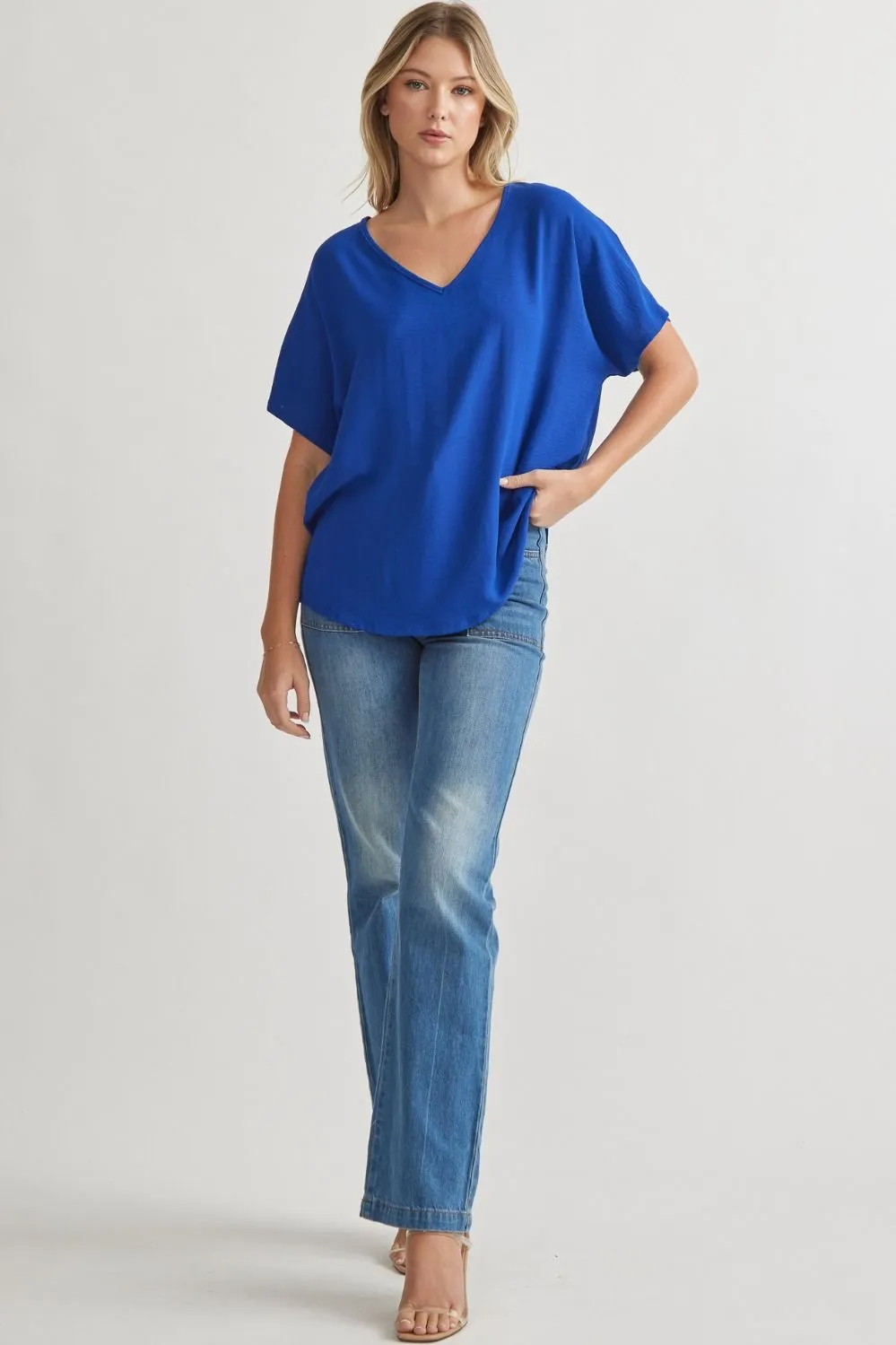 Blissful Basics V-Neck Top - Royal Blue *Regular & Curvy*