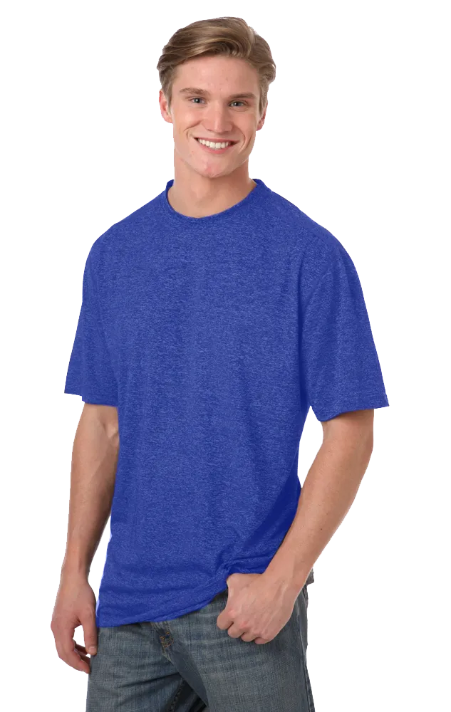 Blue Generation Men's Performance Heathered Crew Neck Tee