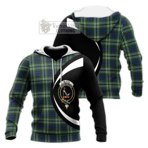 Blyth Tartan Knitted Hoodie with Family Crest Circle Style