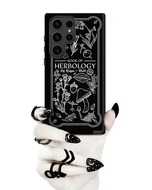 Book of Herbology B&W Tough Phone Case for Samsung - Elegant Durable Protective Witchy Gothic Unique Design