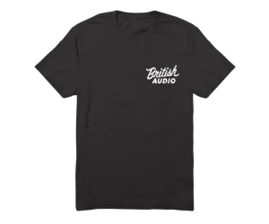 British Audio Black T-Shirt Front Script with Back Pick