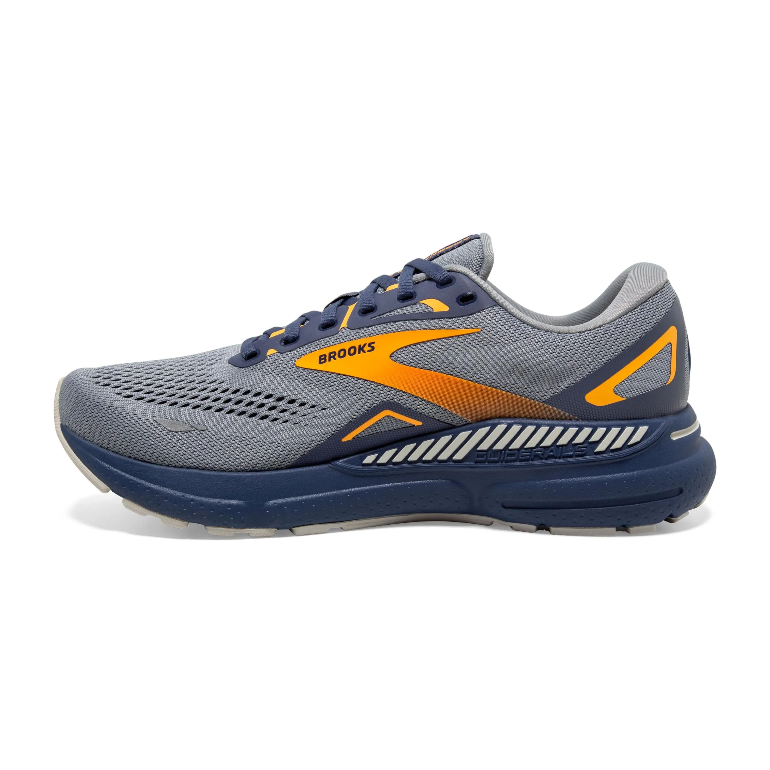 Brooks Men’s Adrenaline GTS 23 Supportive Running Shoe - Grey/Crown Blue/Orange - 10.5 Medium