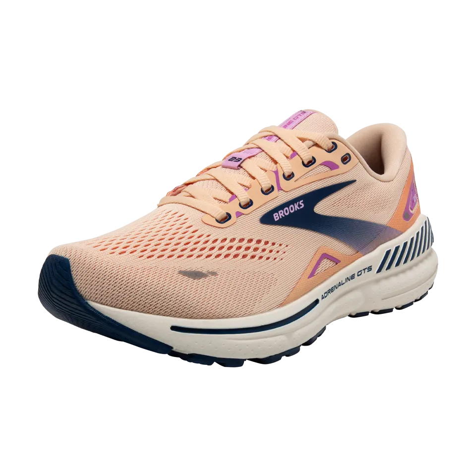 Brooks Women's Adrenaline GTS 23 B Width Apricot/Estate Blue/Orchid