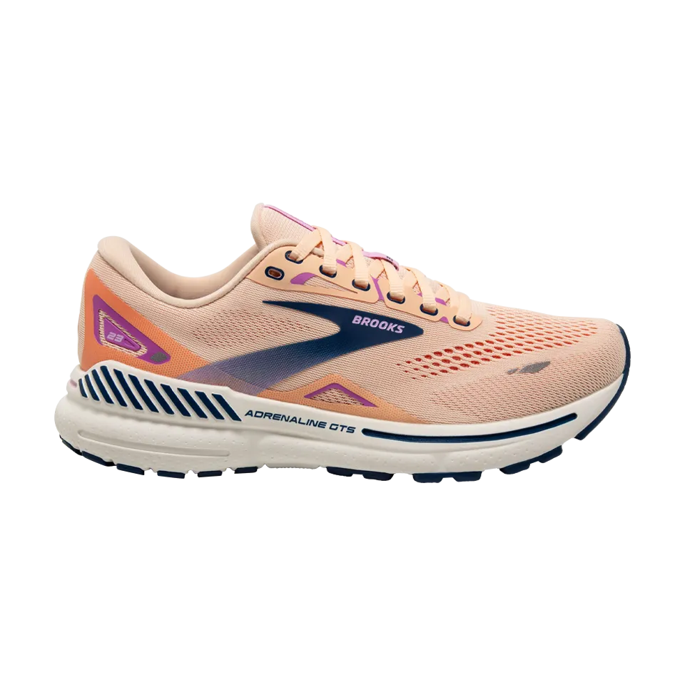 Brooks Women's Adrenaline GTS 23 B Width Apricot/Estate Blue/Orchid