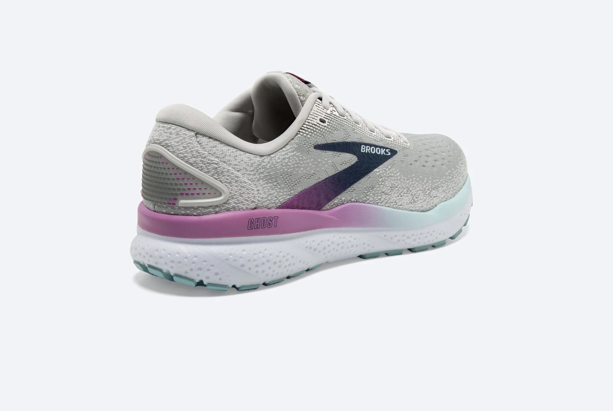 Brooks Womens Ghost 16 Wide - White/Grey/Estate Blue (1204071D175)