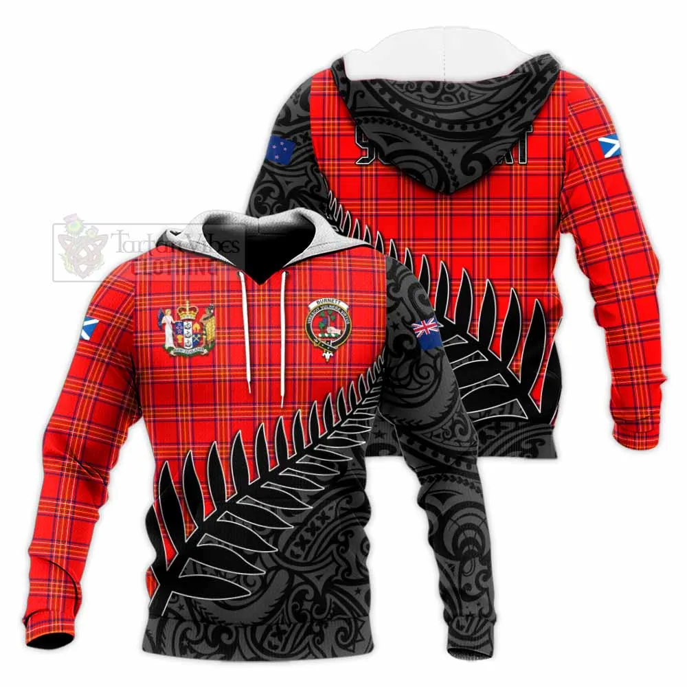 Burnett Crest Tartan Knitted Hoodie with New Zealand Silver Fern Half Style