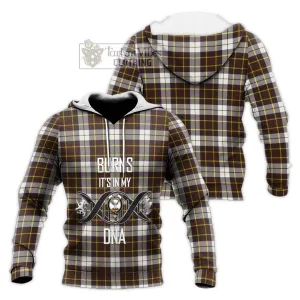 Burns Battalion Weathered Tartan Knitted Hoodie with Family Crest DNA In Me Style