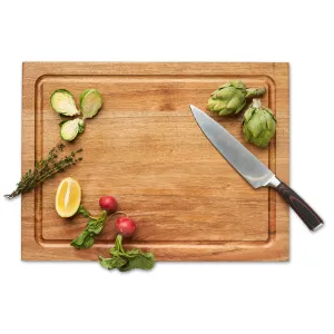 Carv'd Acacia Rectangle Carving Board with 13" Chef Knife