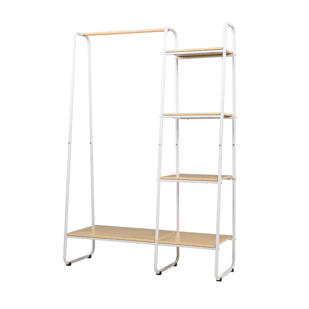 Closet Storage Rack Clothes Hanger Shelf Garment Rail Stand Wardrobe Organiser White