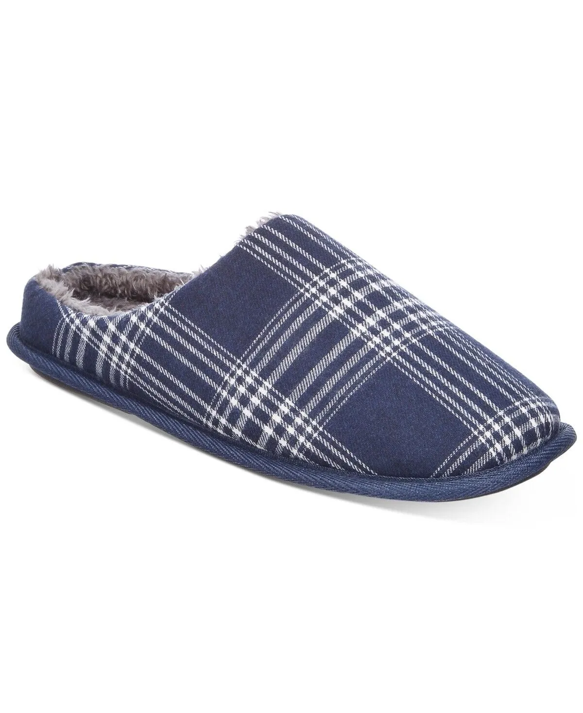 CLUB ROOM - Men's Plaid Fleece-Lined Slippers