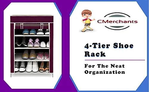 CMerchants 4 shelves shoe rack organiser (Grey)