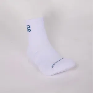 Cushion Run Current Quarter Socks - White with Steel Blue - 2 pack