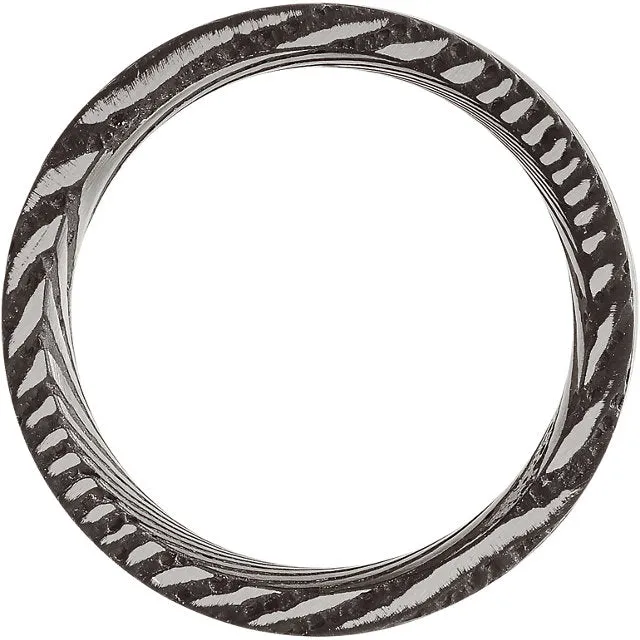 Damascus Steel 8mm Patterned Flat Comfort Fit Band