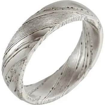 Damascus Steel Dome Shape Patterned Band