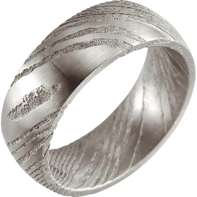 Damascus Steel Dome Shape Patterned Band